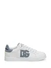 Dolce & Gabbana White Low-top Sneakers With Logo And Blue Tongue In White