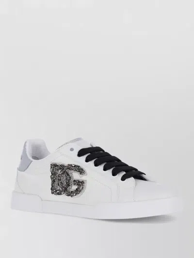 Dolce & Gabbana Low Top Lace Up Casual Rubber Sole In White