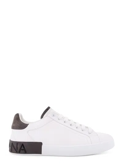 Dolce & Gabbana Portifano Panelled Leather Sneakers In White