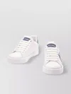 Dolce & Gabbana White Low-top Sneakers With Logo And Blue Tongue In White