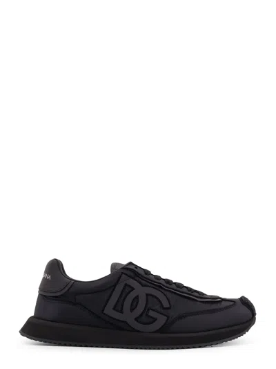 Dolce & Gabbana Low-top Nylon Trainers With Leather Inserts In Black