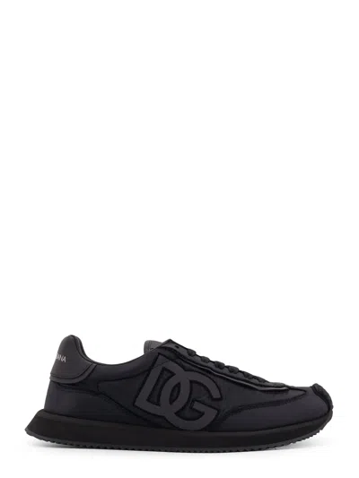 Dolce & Gabbana Low-top Nylon Sneakers With Leather Inserts In White