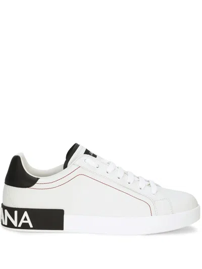 Dolce & Gabbana Portofino Sneakers In Leather In White