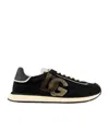 Dolce & Gabbana Low Top Leather Sneakers With Contrast Sole In Black