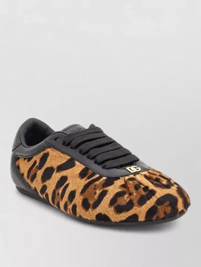 Dolce & Gabbana Ballet Sneakers Pony Hair Leopard Print In Animal Print