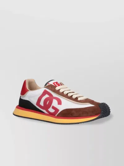 Dolce & Gabbana Low Top Sneakers Multicolor Panels In Pink