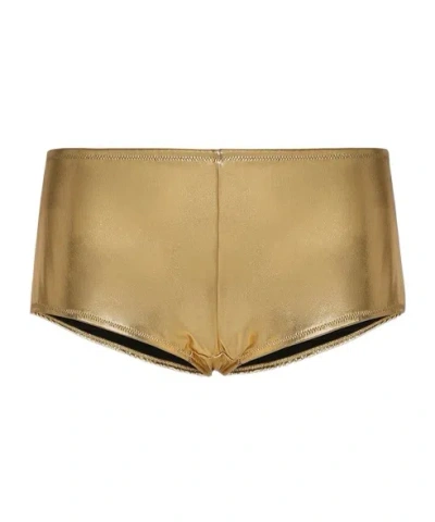 Dolce & Gabbana Metallic-effect Bikini Bottoms In Nude | ModeSens