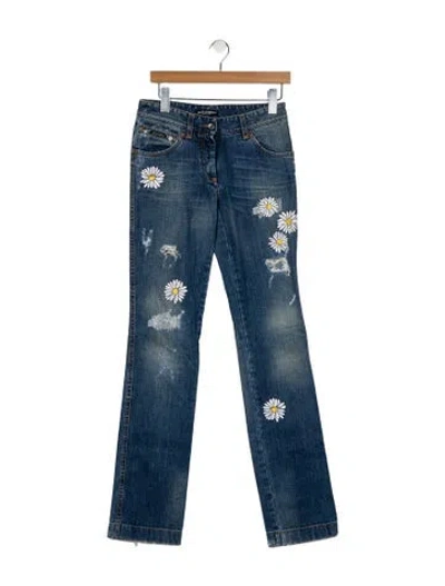 Pre-owned Dolce & Gabbana Low-rise Straight Leg Jeans In Blue