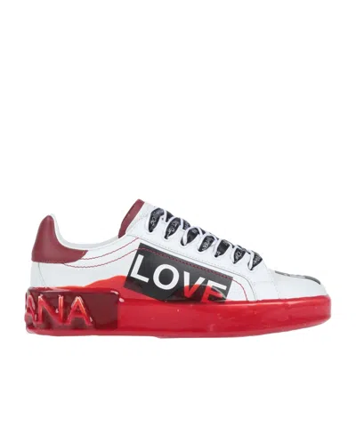 Dolce & Gabbana Low-top Genuine Leather Casual Shoes In White