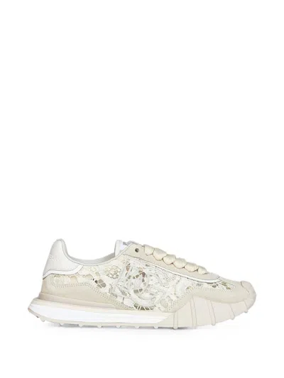 Dolce & Gabbana Low-top Sneakers With Lace Inserts In Neutral
