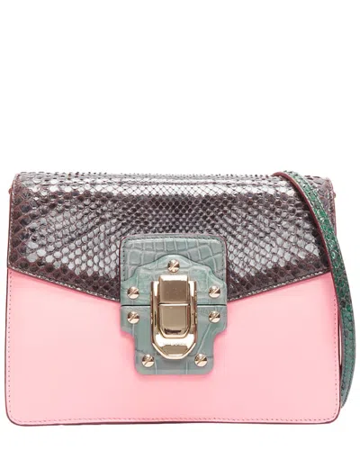 Dolce & Gabbana Lucia Scaled Leather Clasp Crossbody Bag (authentic Pre-loved) In Pink
