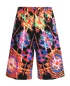 Dolce & Gabbana Multicolor Bermuda Shorts With All-over Hawaiian Print And Drawstrig In Silk Man In Multicolor
