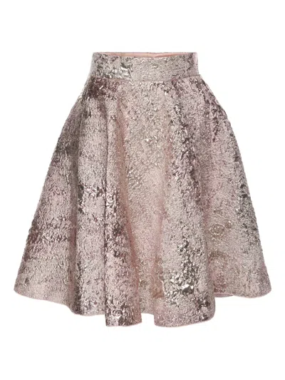 Pre-owned Dolce & Gabbana Lurex Flared Mini Skirt In Pink