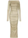 Dolce & Gabbana Lurex Longuette Midi Dress With Detachable Sleeve In Gold