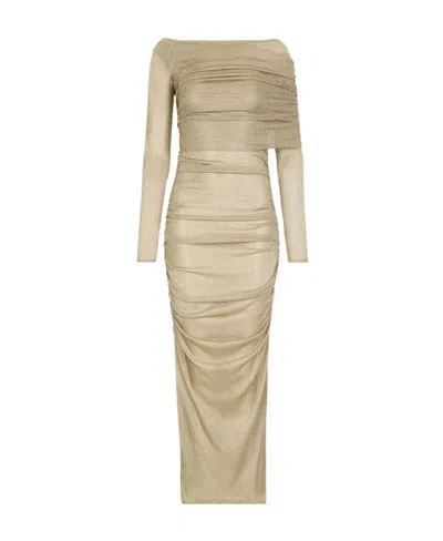 DOLCE & GABBANA DOLCE  GABBANA LUREX MESH CALF-LENGTH DRESS