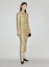 Dolce & Gabbana Lurex Longuette Midi Dress With Detachable Sleeve In Gold