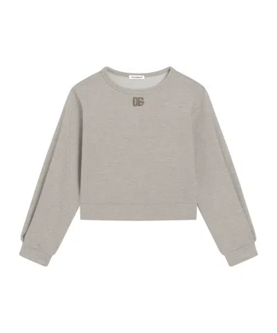 Dolce & Gabbana Kids' Lurex Sweatshirt In Gray