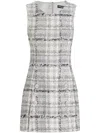 Dolce & Gabbana Lurex Raschel Tweed A-line Minidress With Dg-branded Buttons In Grau
