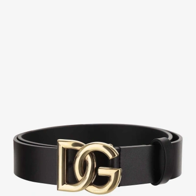 Dolce & Gabbana Lux Leather Belt In Black
