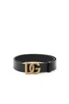 DOLCE & GABBANA LUX LEATHER BELT WITH CROSSED DG LOGO
