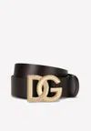 Dolce & Gabbana Black Belt With Buckle Closure And Interwoven Design In Leather Man In Black