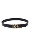 Dolce & Gabbana Lux Leather Belt With Logo Buckle In Black