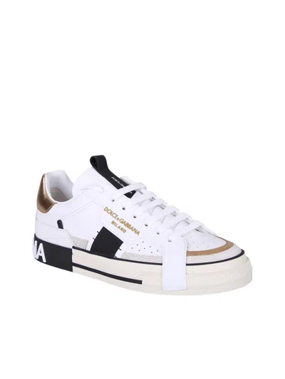 Dolce & Gabbana Custom Leather Sneakers With Metallic Inserts In Multi