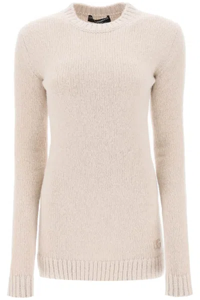 DOLCE & GABBANA LUXURIOUS BEIGE LONG-SLEEVED MINI DRESS FOR WOMEN | FW23 COLLECTION