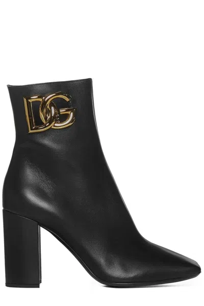 Dolce & Gabbana Luxury Italian Leather Ankle Boots For Women In Black