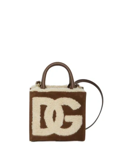Dolce & Gabbana Luxurious Designer Handbag: Shearling Tote For The Trendy And Fashion-forward Woman In Brown