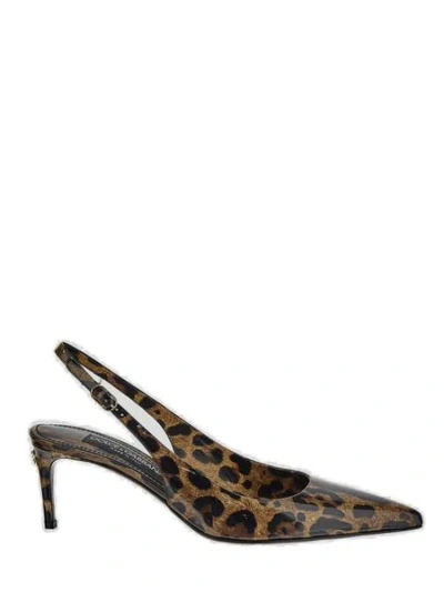 Dolce & Gabbana Luxurious Leopard Printed Slingback Pumps For Women In Lavender