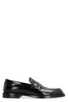 DOLCE & GABBANA LUXURIOUS MENS BLACK LEATHER LOAFERS FOR FW23