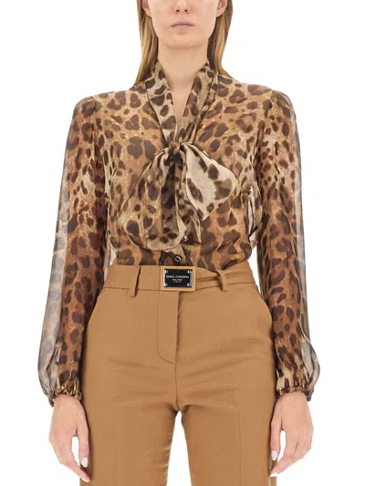 Dolce & Gabbana Luxurious Satin Shirt In Brown