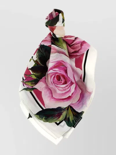 Dolce & Gabbana Luxurious Silk Scarf With Bold Floral Print In Pink