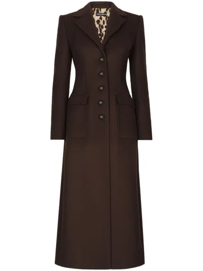 Dolce & Gabbana Long Single-breasted Wool And Cashmere Coat In Brown