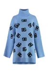 Dolce & Gabbana Luxurious Wool Poncho With Stand-up Collar For Women In Light Blue