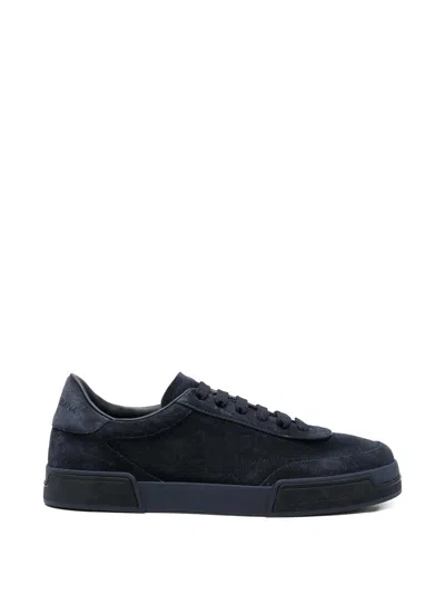 Dolce & Gabbana Luxury Leather Sneakers With Thermoformed Comfort Insole In Blue