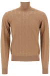 Dolce & Gabbana Silk Jacquard Turtleneck Pullover In Brown