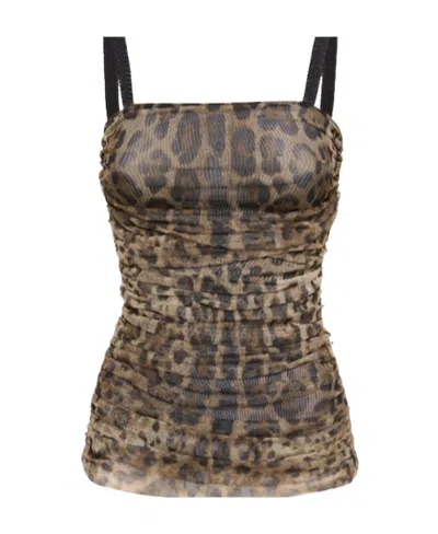 Dolce & Gabbana Lvr Exclusive Printed Tulle Corset Suspender In Animal Print