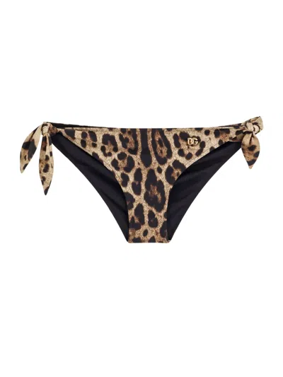 Dolce & Gabbana Lycra Bikini Bottoms In Animal Print
