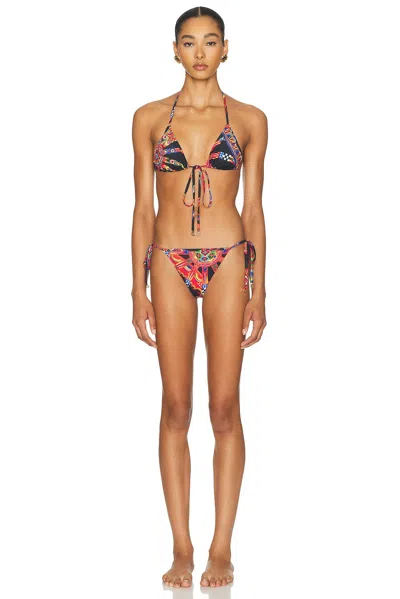 Dolce & Gabbana Lycra Print Bikini Set In Ruote  Carretto  & Nero