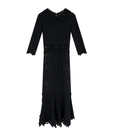 Dolce & Gabbana Macrame Sheath Dress In Black