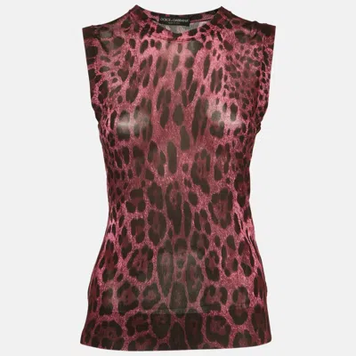 Pre-owned Dolce & Gabbana Magenta Knit Tank Top M In Pink
