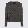 Dolce & Gabbana Textured Fabric Round Neck Long Sleeve Sweater In Gray