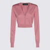 Dolce & Gabbana Lace-trimmed Cropped Cardigan In Rosa Polvere