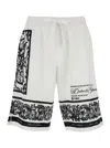 Dolce & Gabbana Majolica-print Knee Length Bermuda Shorts With Side And Back Pockets In White