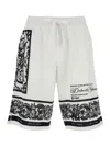 Dolce & Gabbana Majolica-print Knee Length Bermuda Shorts With Side And Back Pockets In White