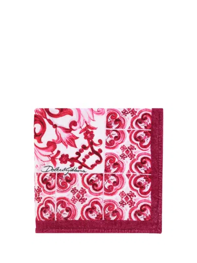 Dolce & Gabbana Maiolica Beach Towel In Tris Maioliche Fuxia