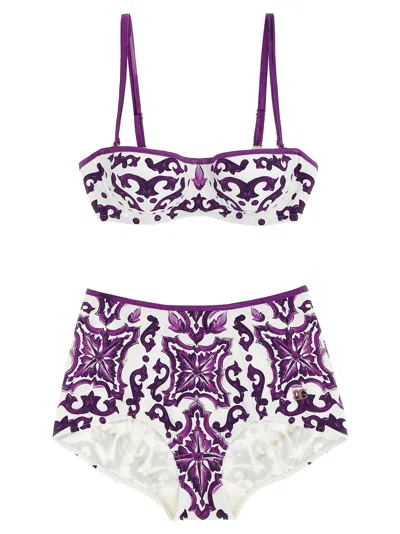 Dolce & Gabbana Maiolica Beachwear Purple