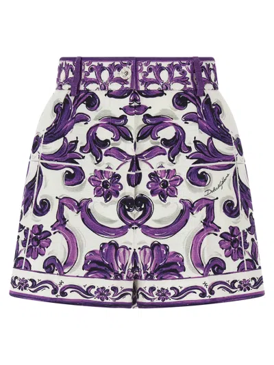 Dolce & Gabbana Maiolica Bermuda And Short Multicolor In Purple